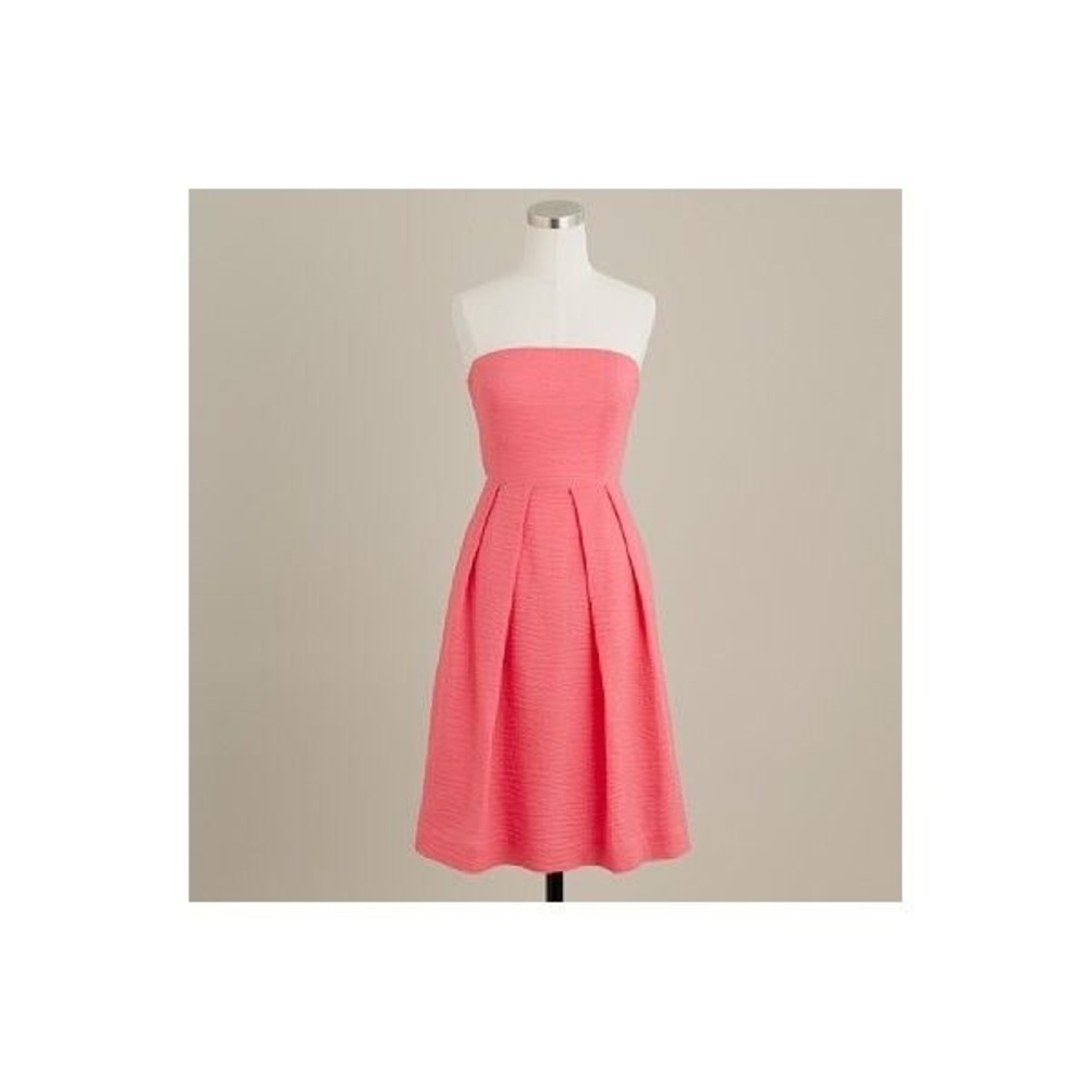 J. Crew Lorelei Strapless Embossed Coral Dress